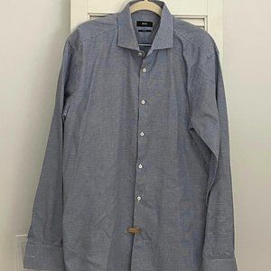 Men's Hugo Boss Blue Long Sleeve Dress Shirt / Slim Fit